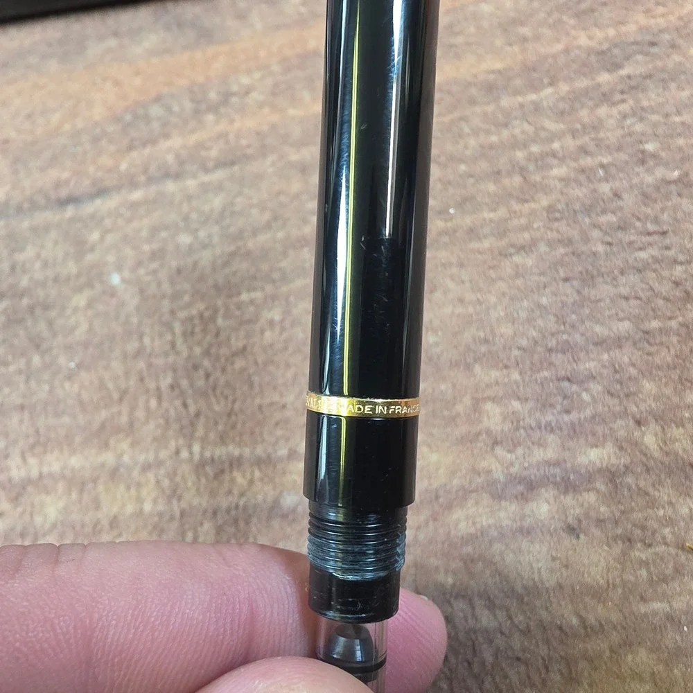 Waterman Fountain Pen Black Gold Good Fine Nib Paris France Boxed